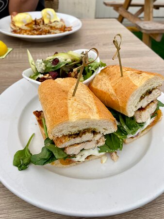 Shorehouse Kitchen Carlsbad signature dishes Maple Fried Chicken Sandwich
Black Forest Ham Omelet
Breakfast Burrito
